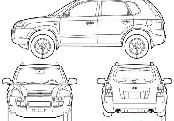Hyundai Tuscon (2006) (Хендай Таскон (2006)) - чертежи (рисунки) автомобиля